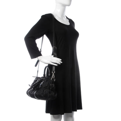 Prada Tessuto Nylon Nappa Braided Gaufre Shopping Satchel Black 2 of 10
