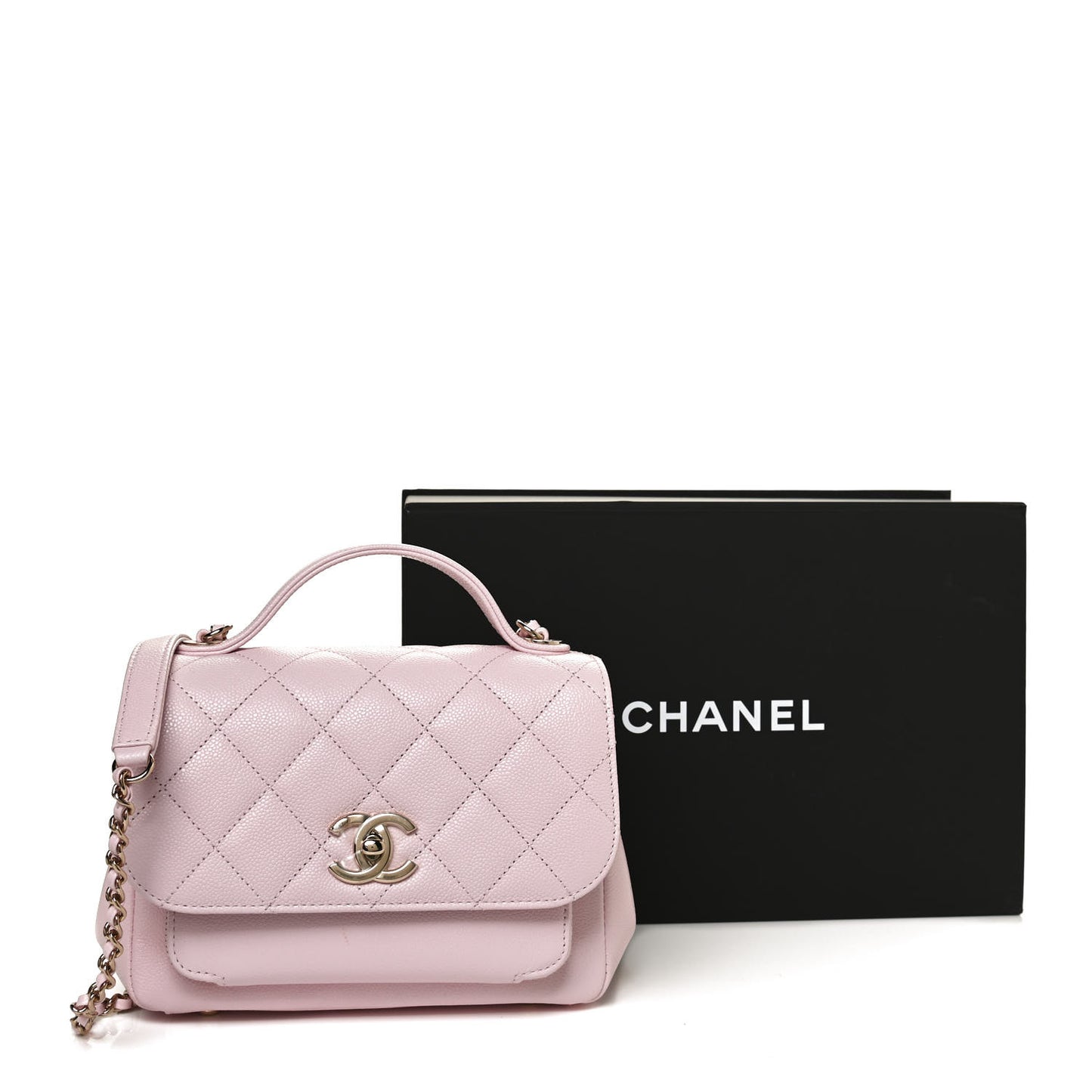 Caviar Quilted Small Business Affinity Flap Light Pink