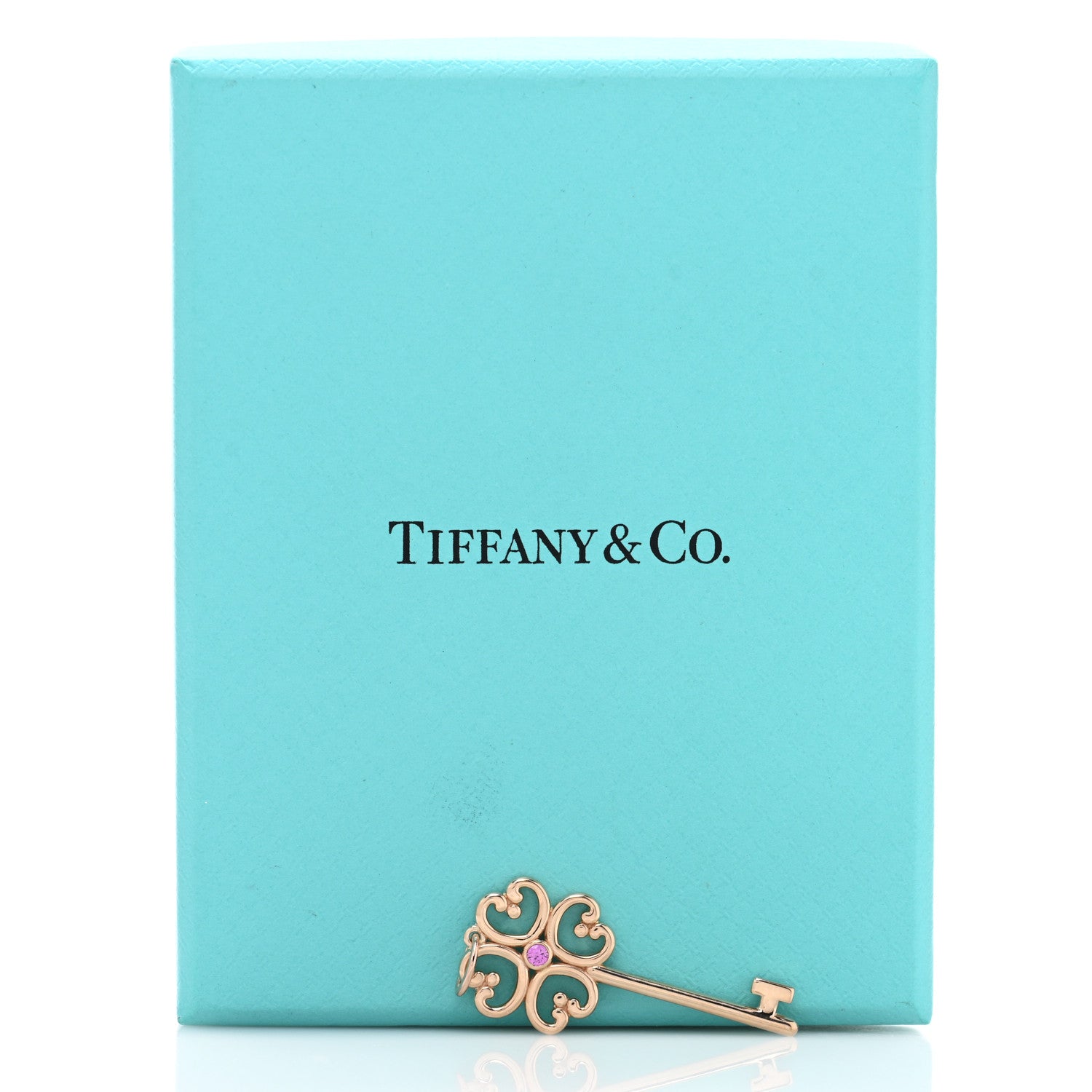 Tiffany 18K Rose Gold Pink Sapphire Quatra Key Pendant 4 of 4