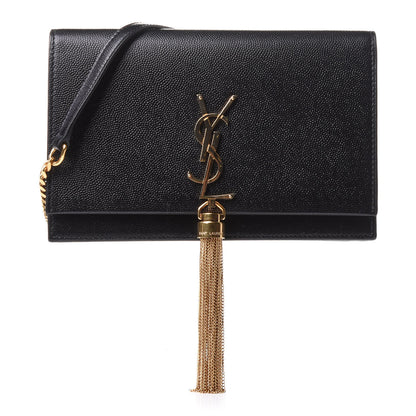 Saint Laurent Grain De Poudre Classic Monogram Kate Tassel Chain Wallet Black 1 of 10