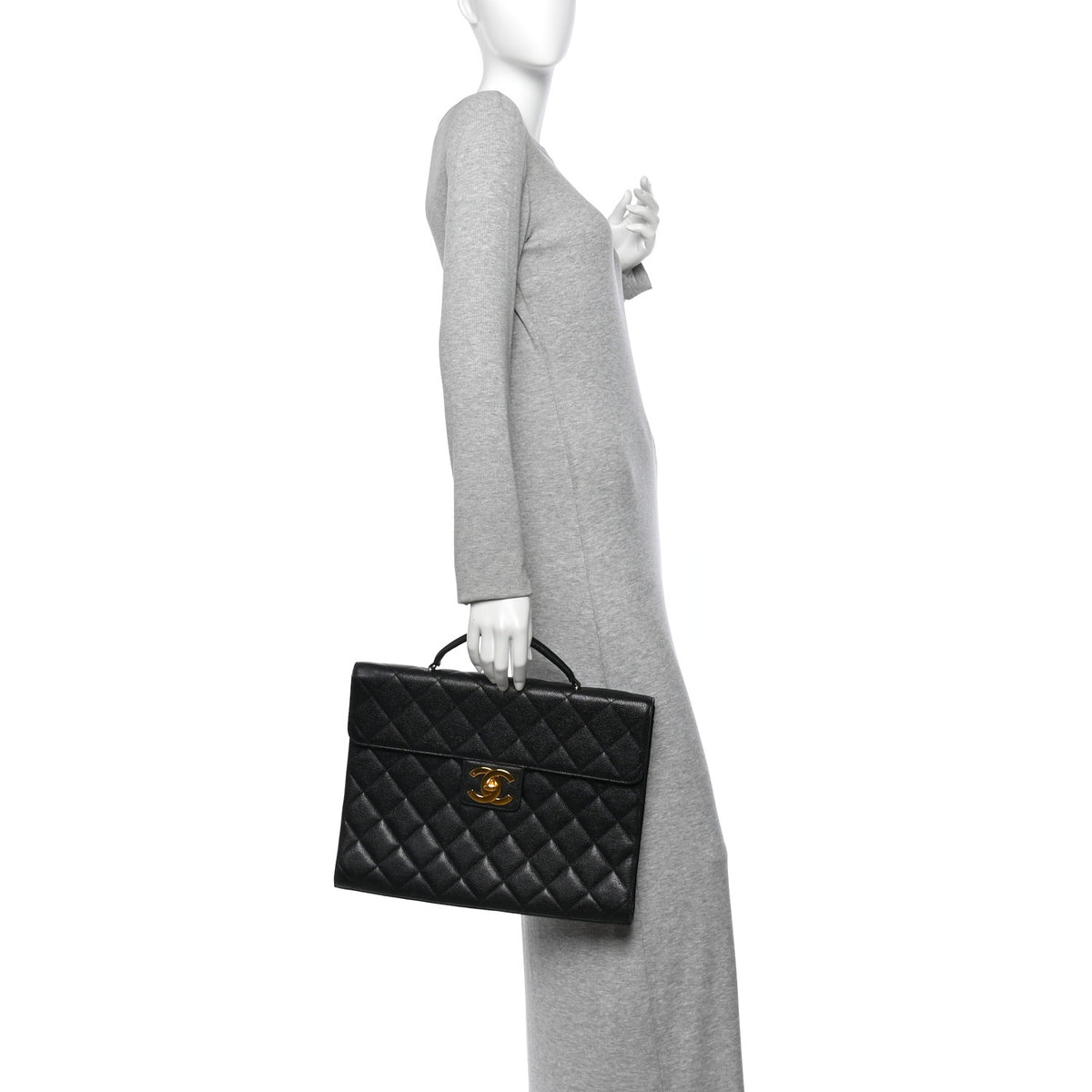 Chanel Caviar Quilted Briefcase Laptop Bag Black 2 of 13