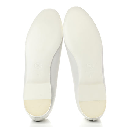 Chanel Calfskin Patent Cap Toe CC Ballerina Flats 41 White 5 of 9