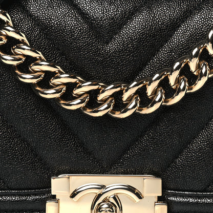 Chanel Iridescent Caviar Chevron Quilted Small Boy Flap Black 8 of 11