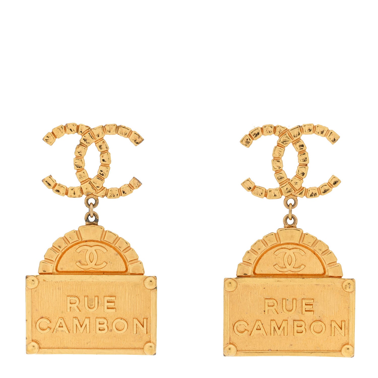Chanel Metal CC Rue Cambon Drop Earrings Gold 1 of 4