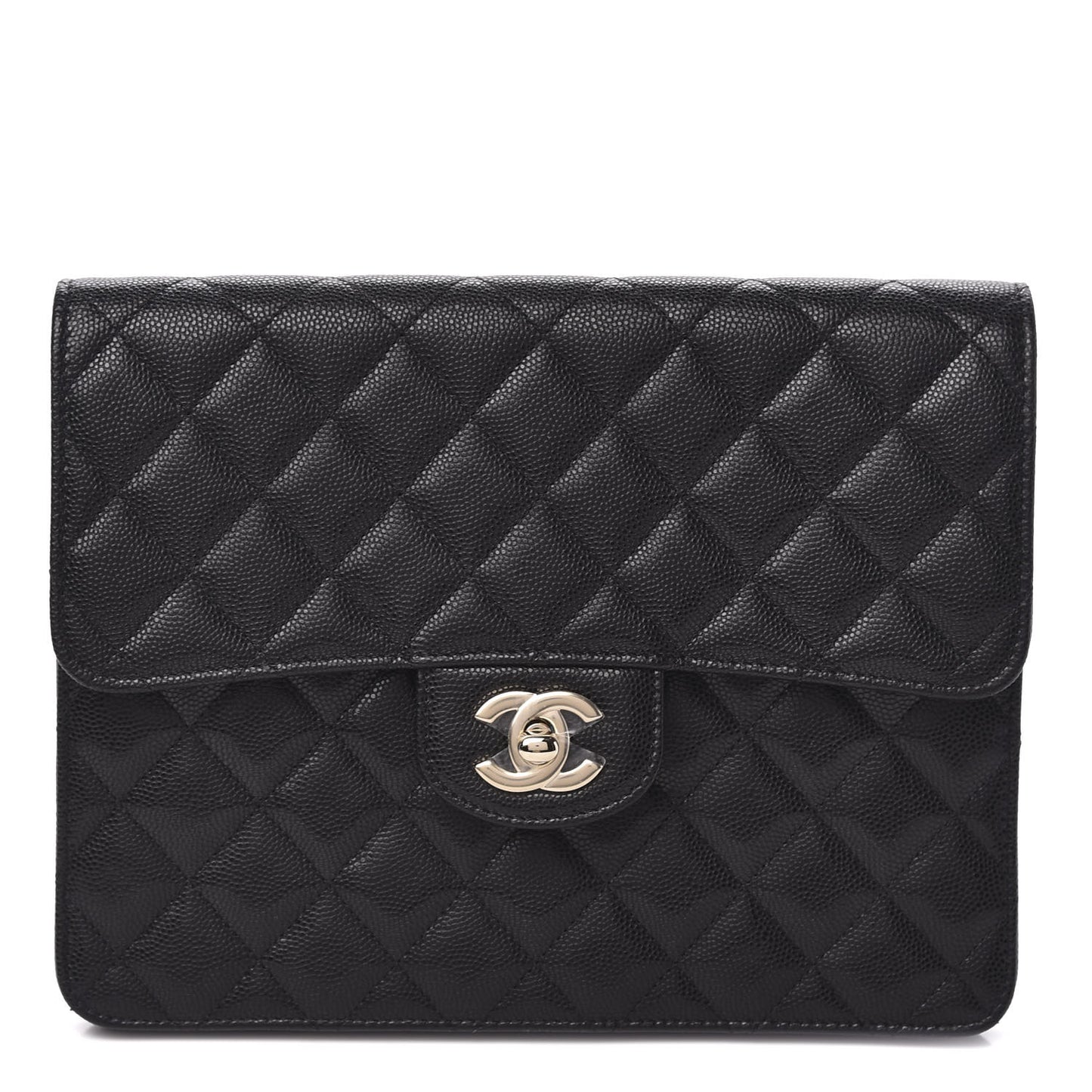 Caviar Quilted Square Flap Clutch Black