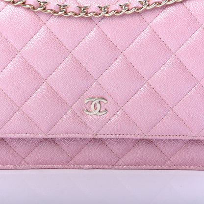 Chanel Iridescent Caviar Quilted Wallet on Chain WOC Rose Pink 11 of 12