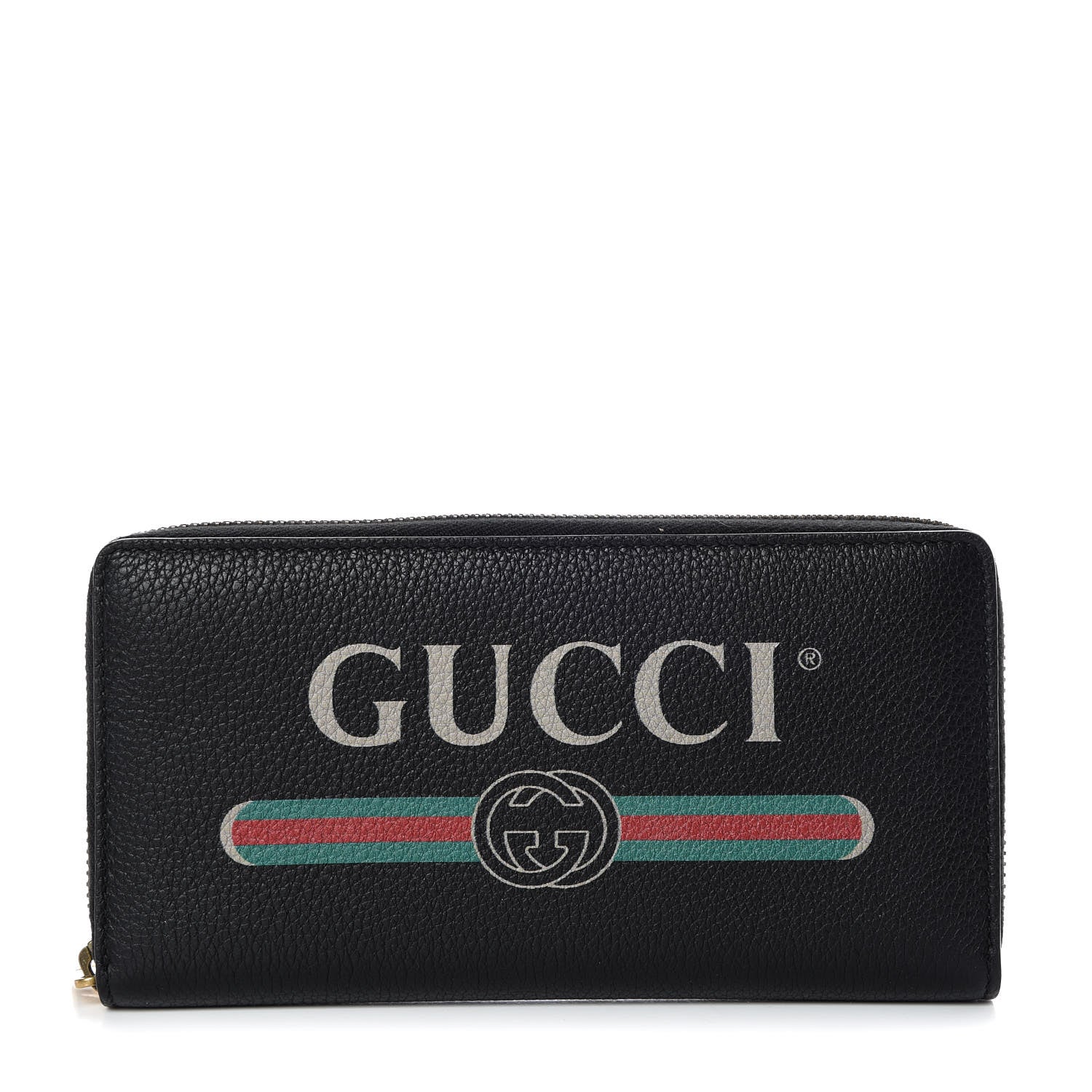 Gucci Calfskin Logo Zip Around Wallet Black 1 of 8