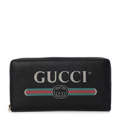 Gucci Calfskin Logo Zip Around Wallet Black 1 of 8