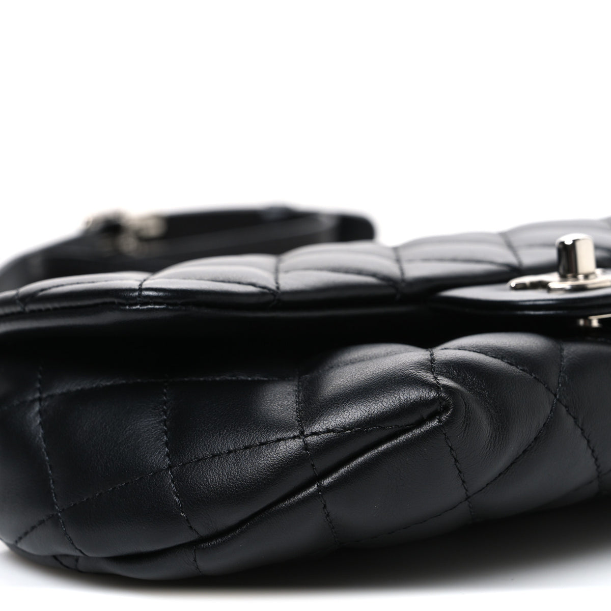 Calfskin Quilted CC Uniform Flap Belt Bag Black