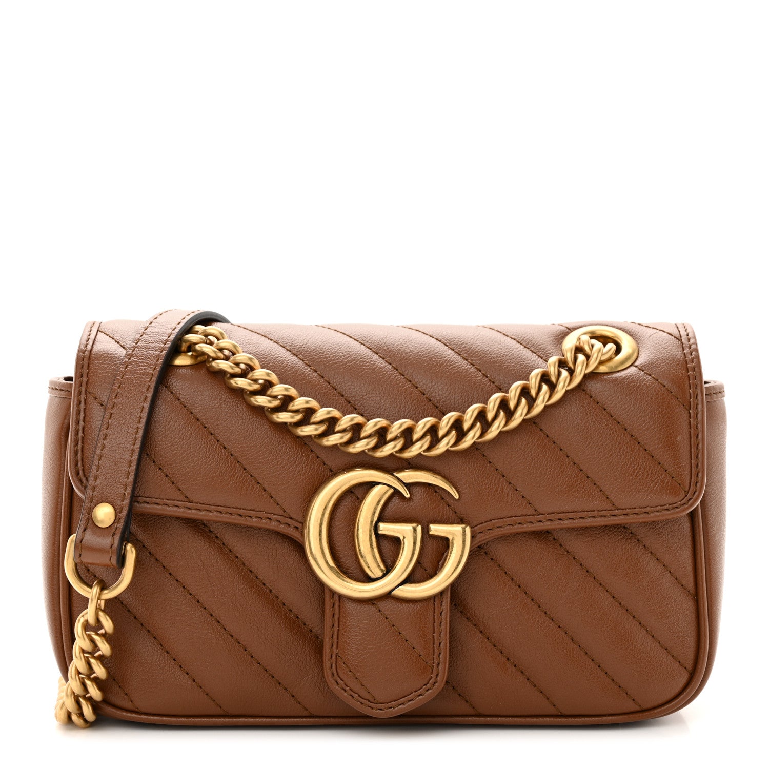 Gucci Azalea Calfskin Matelasse Diagonal Mini GG Marmont Shoulder Bag Cuir 1 of 12