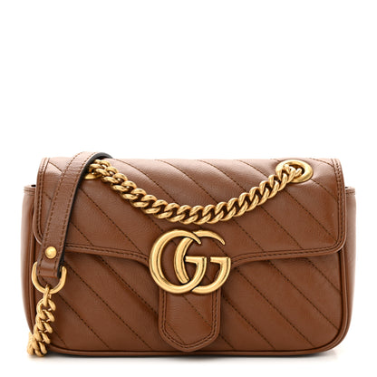 Gucci Azalea Calfskin Matelasse Diagonal Mini GG Marmont Shoulder Bag Cuir 1 of 12
