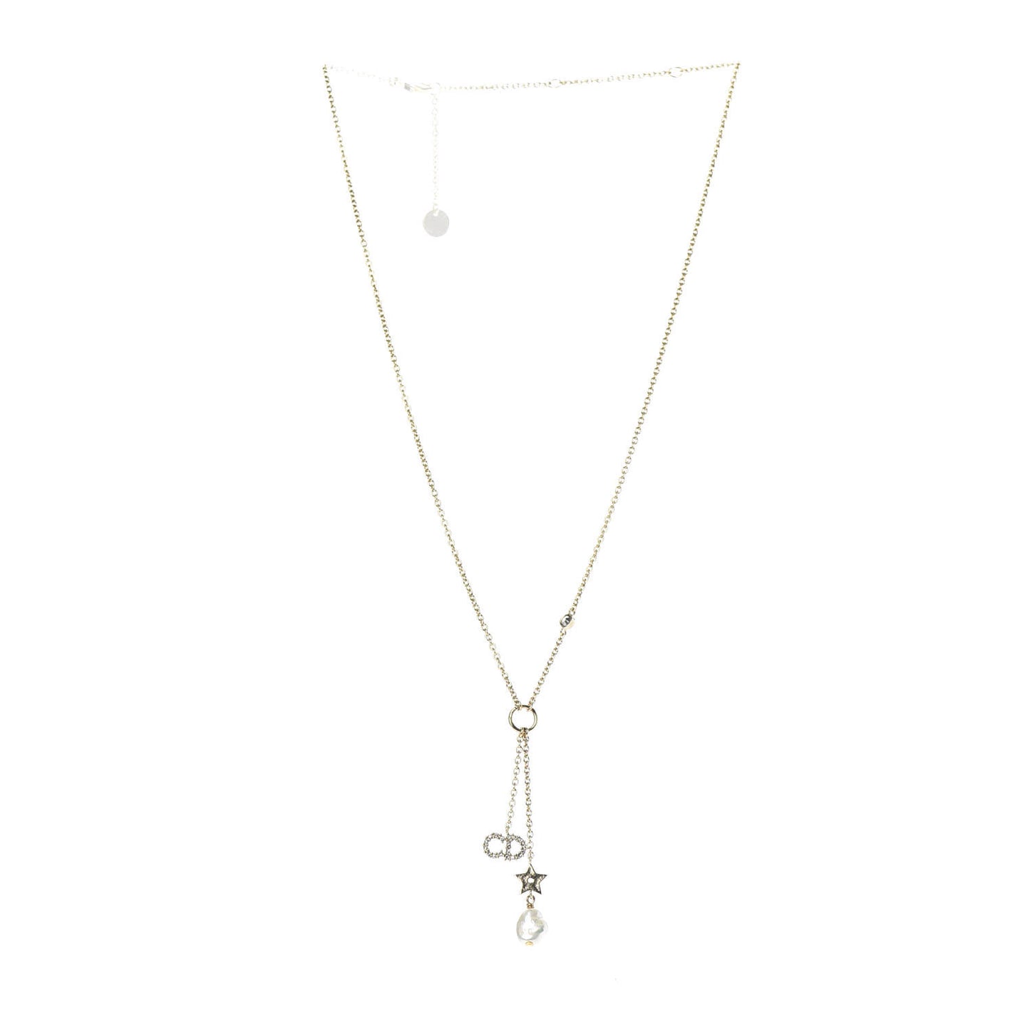 Crystal Pearl CD Shiny-D Tribal Long Necklace Gold