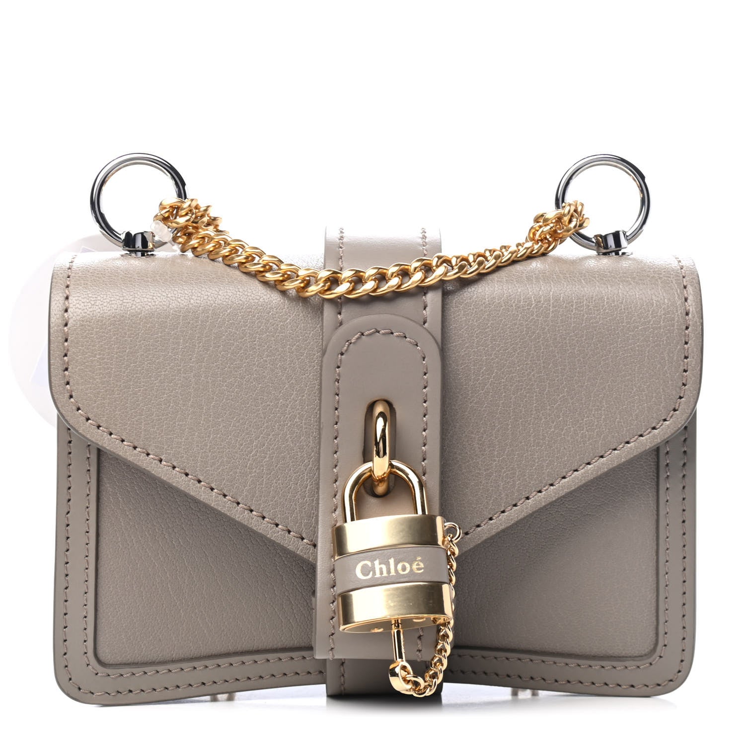 Chloe Shiny Goatskin Calfskin Aby Chain Shoulder Bag Motty Grey 1 of 4