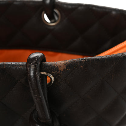 Chanel Calfskin Quilted Large Cambon Tote Brown Beige 12 of 14