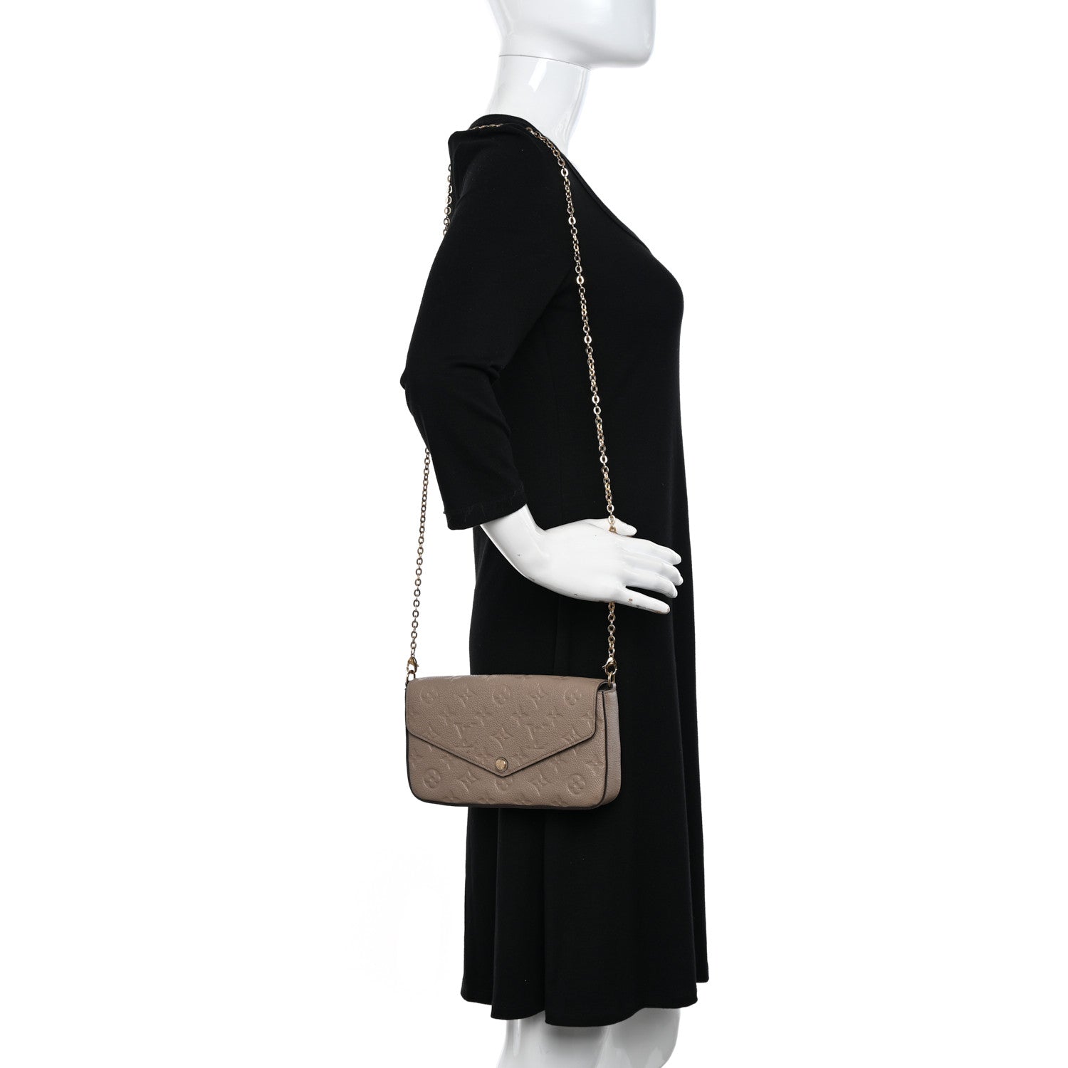 Louis Vuitton Empreinte Pochette Felicie Chain Wallet Tourterelle 2 of 16