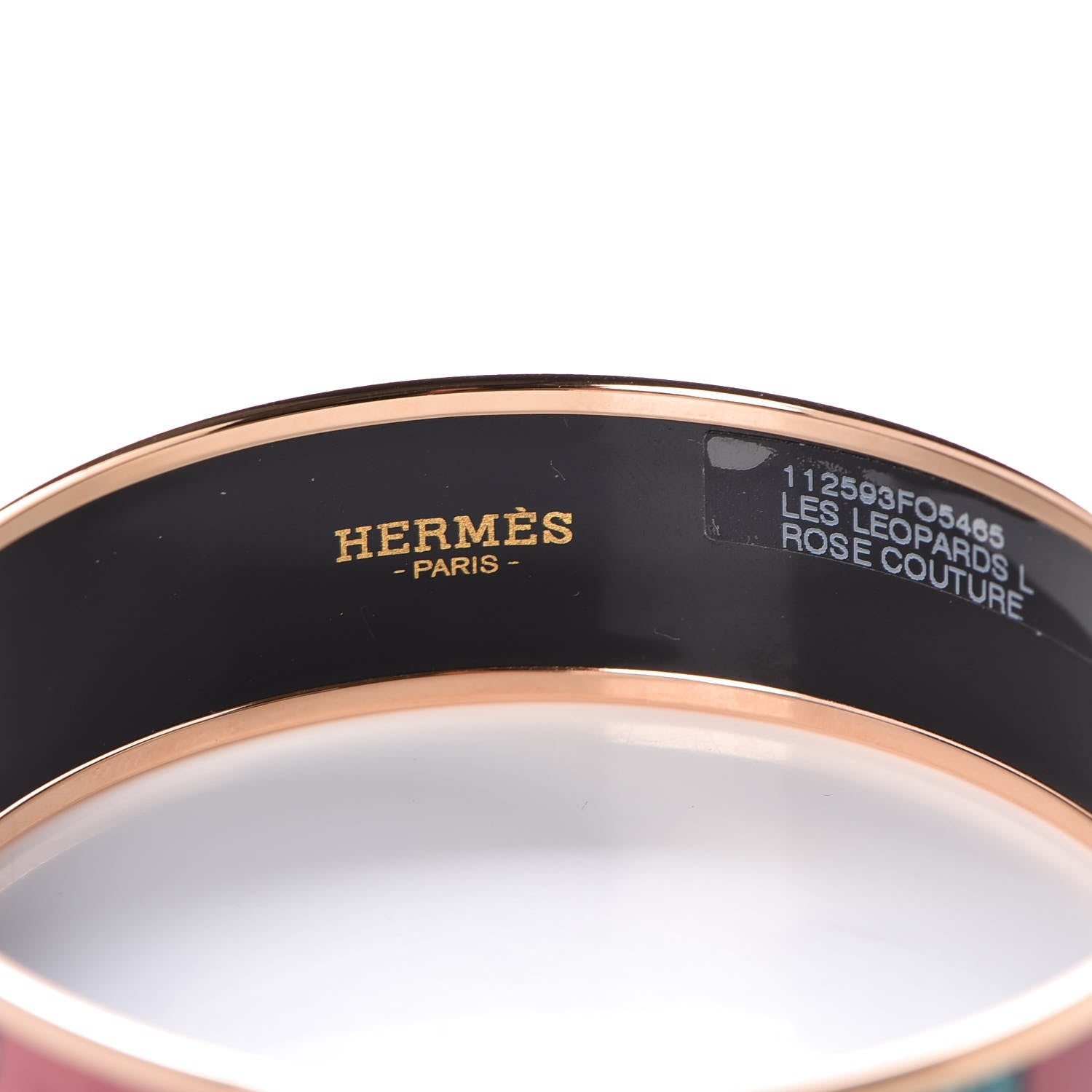 Hermes Enamel Printed Wide Les Leopards Bracelet 65 Rose Couture 5 of 5
