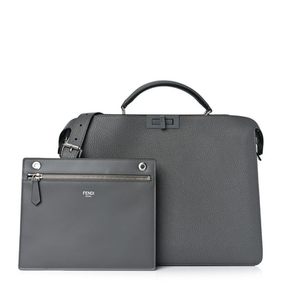 Fendi Cuoio Romano Vitello Cover Monochrome Medium Peekaboo I SEE U Satchel Argilla Black 1 of 8