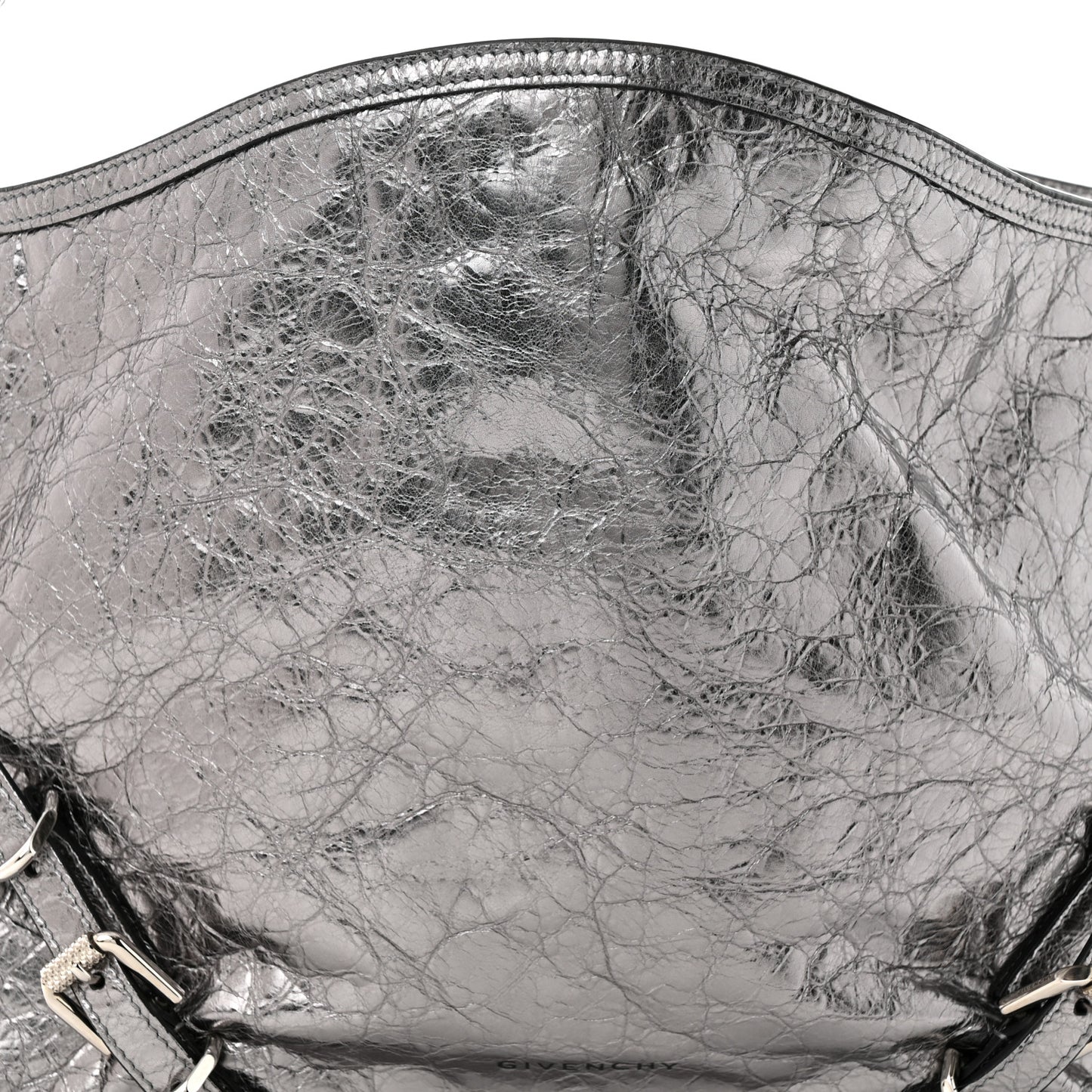 Metallic Calfskin Medium Voyou Bag Silver