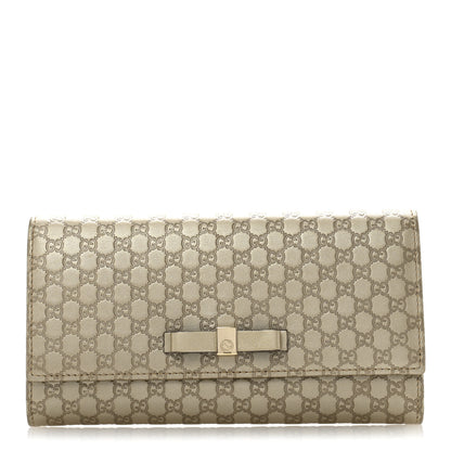 Gucci Metallic Microguccissima Bow Continental Wallet Golden Beige 1 of 11