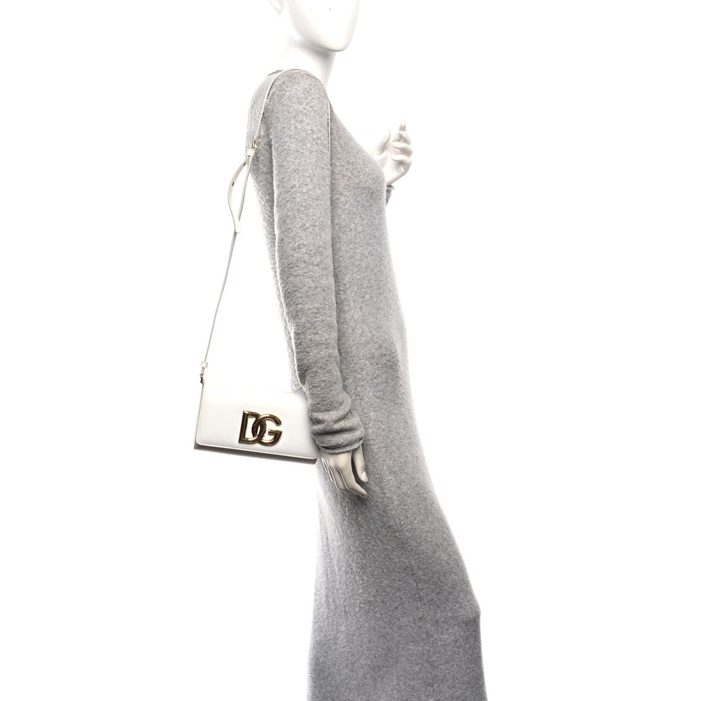 Calfskin DG Millennials Crossbody Bag White