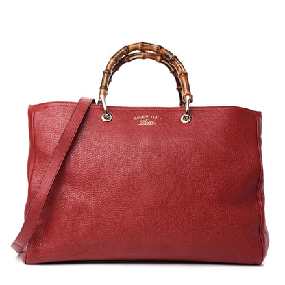 Gucci Calfskin Large Bamboo Shopper Tote Red 1 of 10