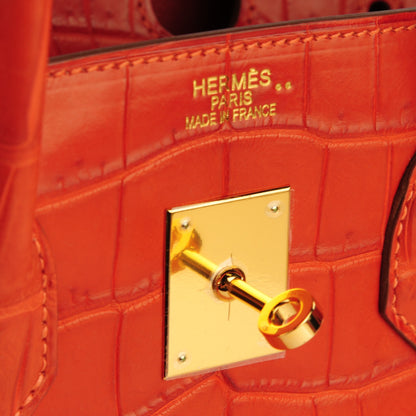 Hermes Matte Niloticus Crocodile Birkin 35 Orange 8 of 29