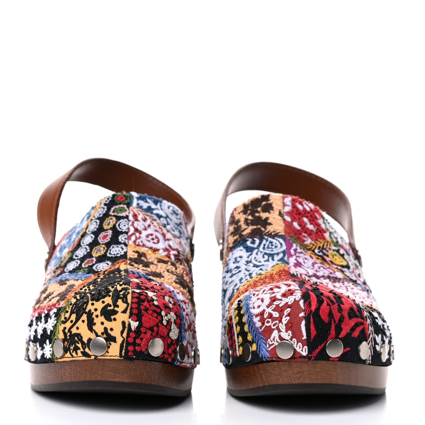 Canvas Patch Embroidered Diorquake 20mm Slingback Clogs 42 Multicolor