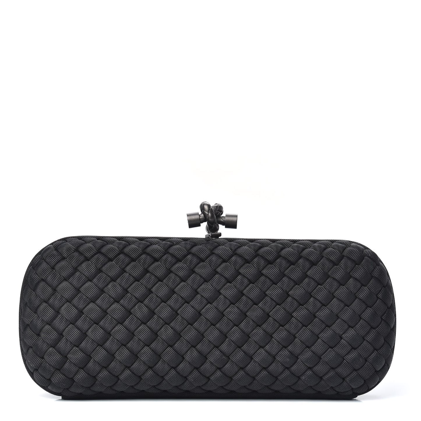 Silk Faille Intrecciato Knot Clutch Black