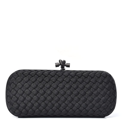 Bottega Veneta Silk Faille Intrecciato Knot Clutch Black 1 of 8