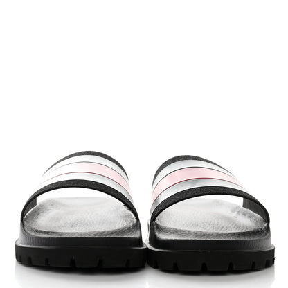 Gucci Rubber Web Mens Lug Sole Slide Sandals 10 Black Green Red 2 of 11