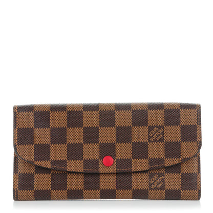 Louis Vuitton Damier Ebene Emilie Wallet Red 1 of 7