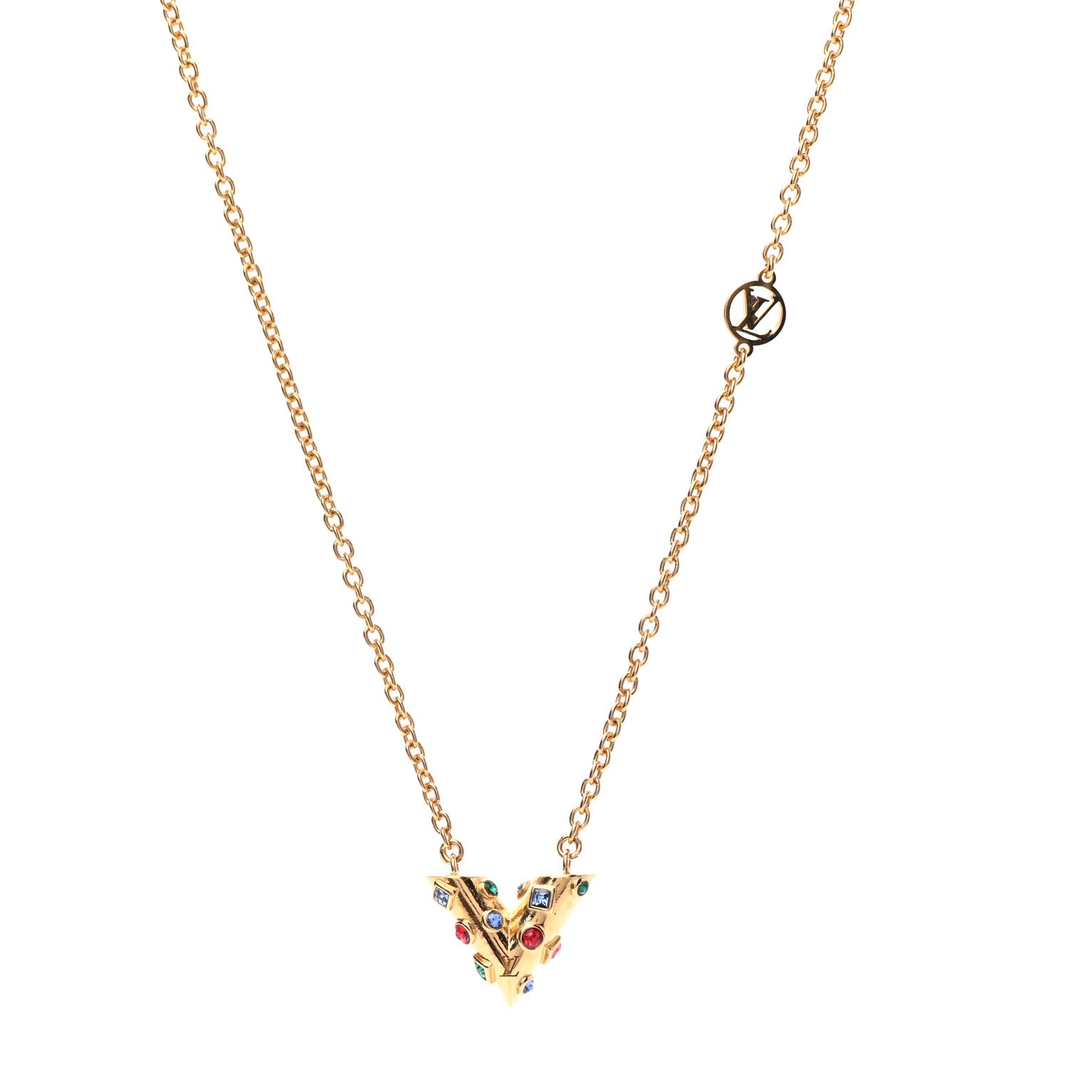 Louis Vuitton Swarovski Essential V Necklace Multicolor Gold 1 of 6