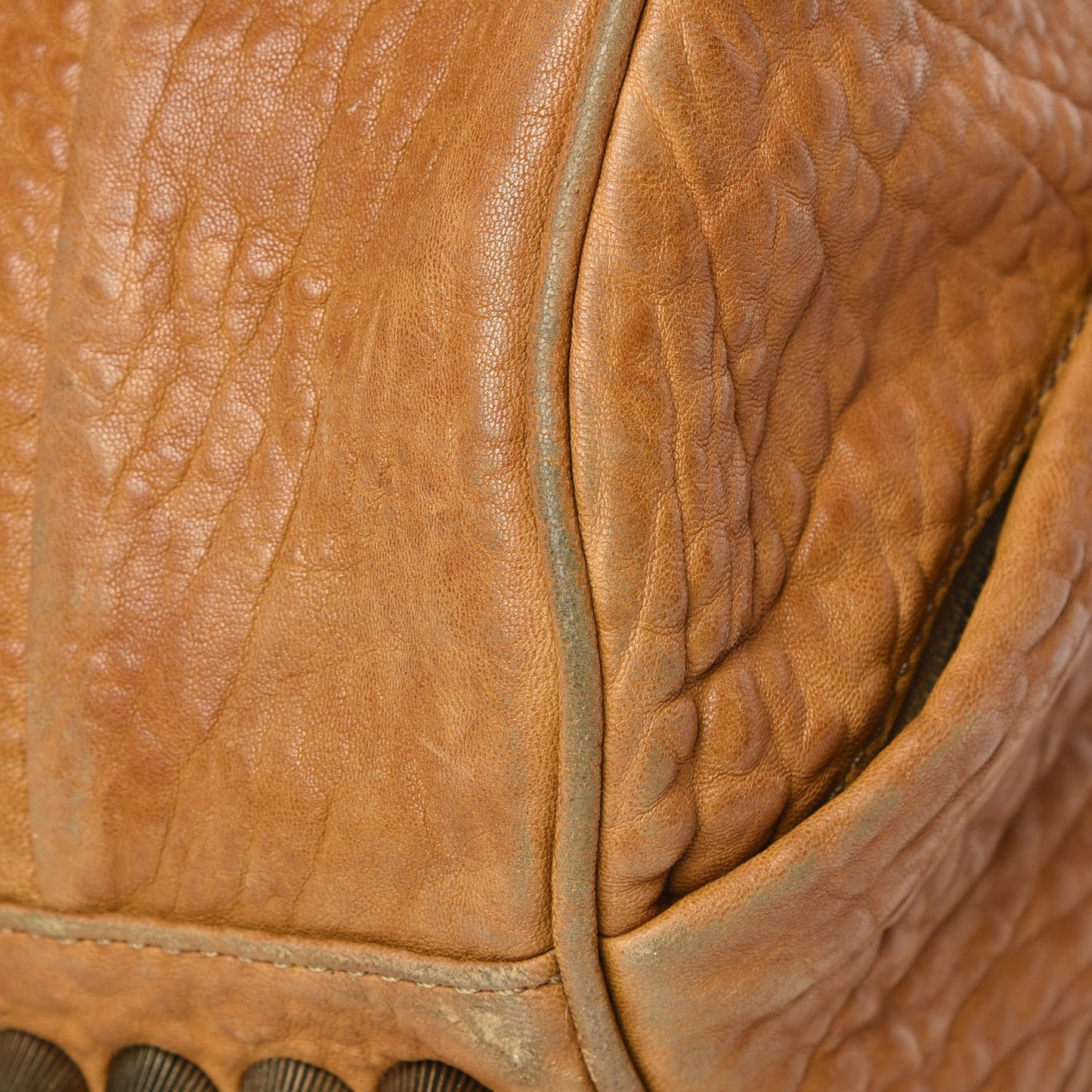 Pebbled Lambskin Rocco Duffel Mustard