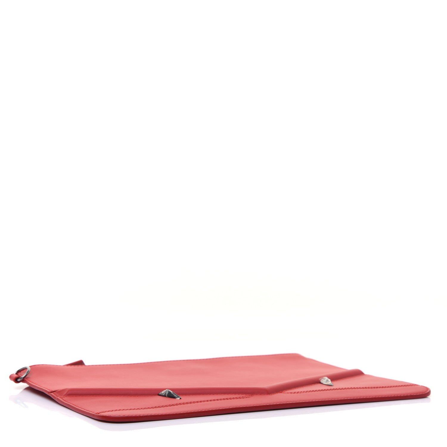 Fendi Vitello Century Eyebrow Monster Eyes Embossed Flat Pouch Rosso 4 of 13