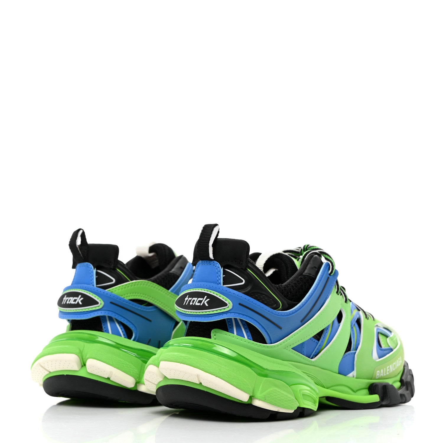 Balenciaga Mesh Nylon Metallic Fabric Womens Track Sneakers 37 Blue Green 4 of 9