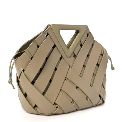 Bottega Veneta Calfskin The Point Weave Triangle Bag Taupe Grey 3 of 10