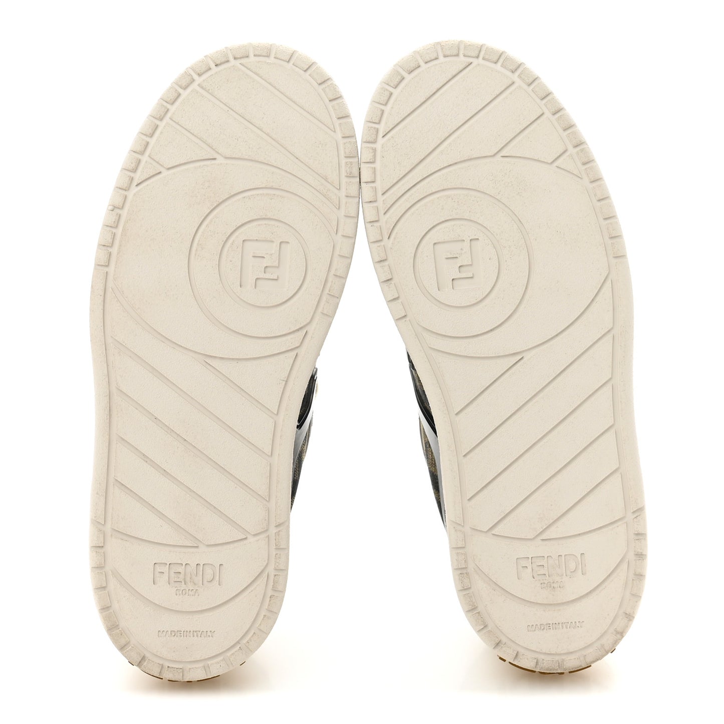 Suede Vitello Fendi Logo Match Low Top Sneakers 36 Cream Tobacco Black