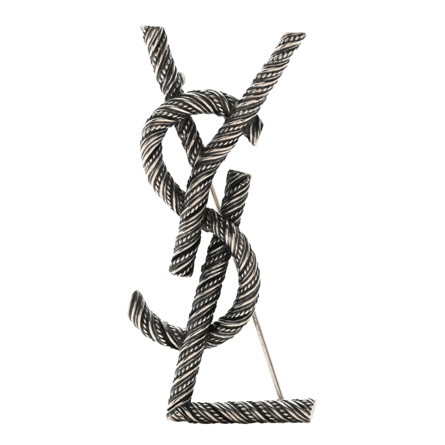 Brass Cassandre Opyum YSL Twisted Brooch Silver