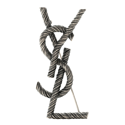 Saint Laurent Brass Cassandre Opyum YSL Twisted Brooch Silver 1 of 4