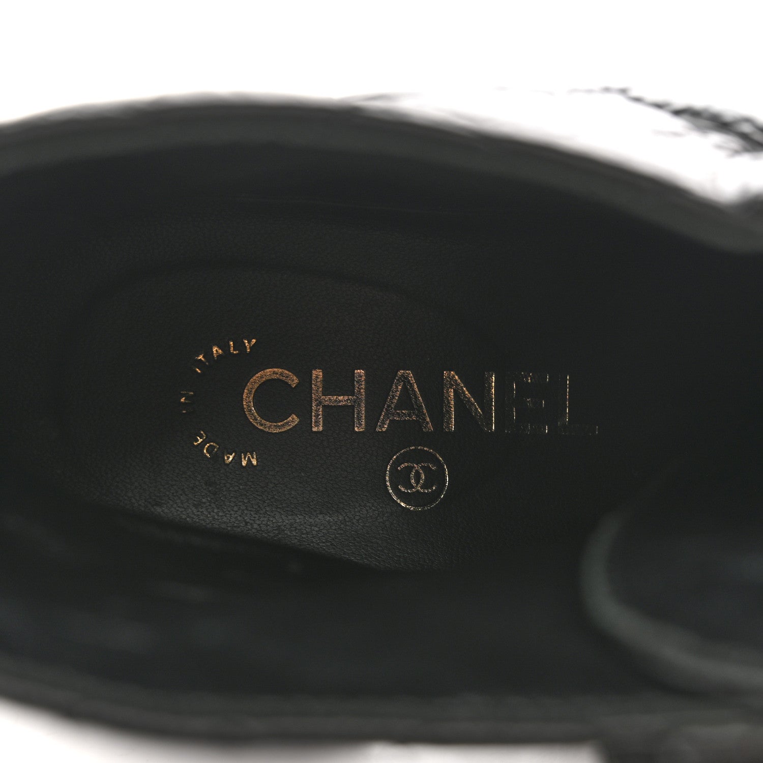 Chanel Shiny Goatskin Calfskin Quilted Lace Up Combat Boots 37 Black 7 of 10