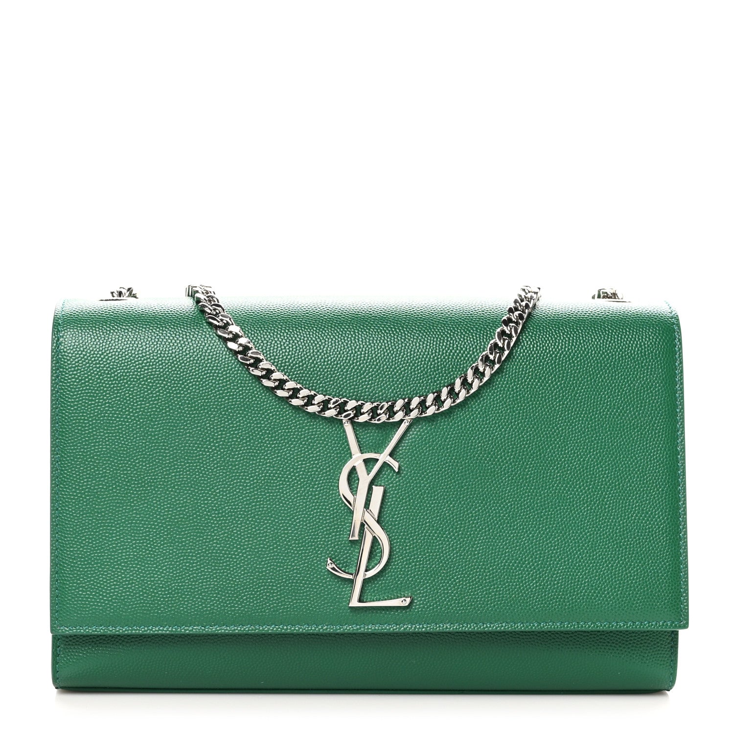 Saint Laurent Grain De Poudre Medium Classic Monogram Kate Satchel Brilliant Grass 1 of 10