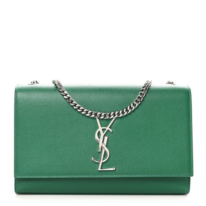 Saint Laurent Grain De Poudre Medium Classic Monogram Kate Satchel Brilliant Grass 1 of 10