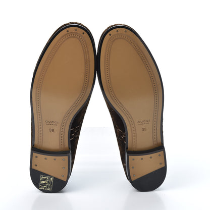 Gucci Velvet GG Monogram Horsebit Womens Jordaan Loafers 36 Brown Black 5 of 11