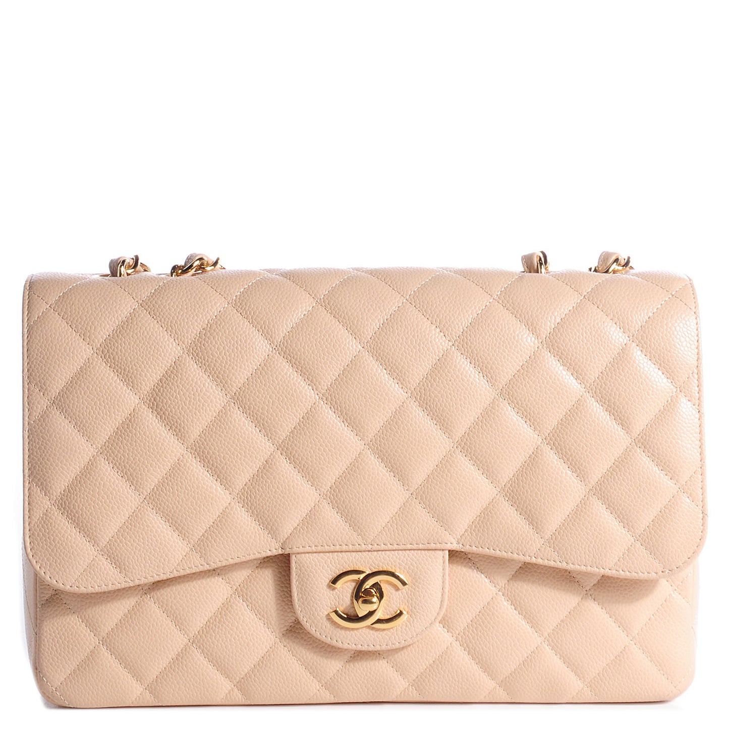 Caviar Jumbo Single Flap Beige Clair