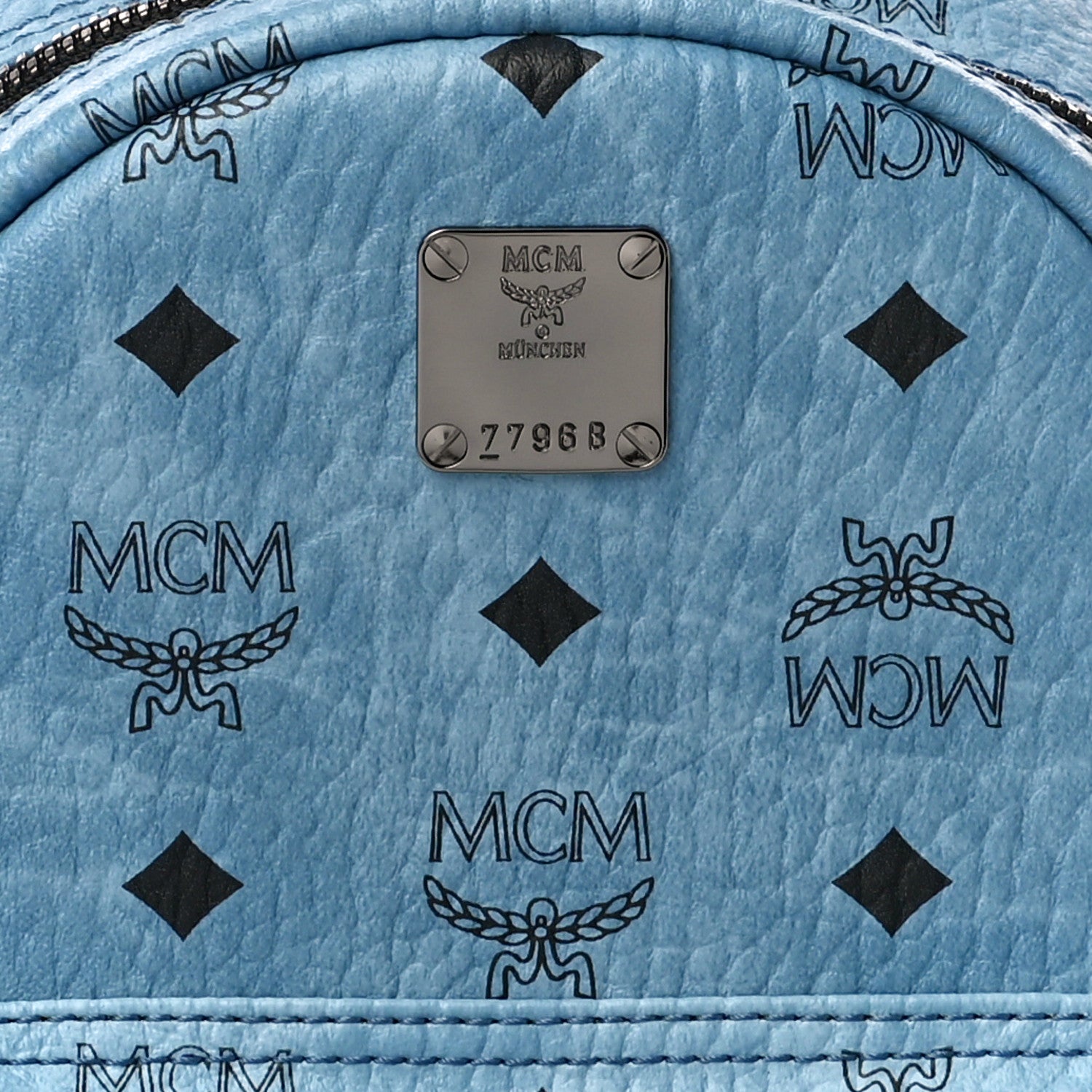MCM Visetos Side Stud Mini Stark Backpack Blue 8 of 10