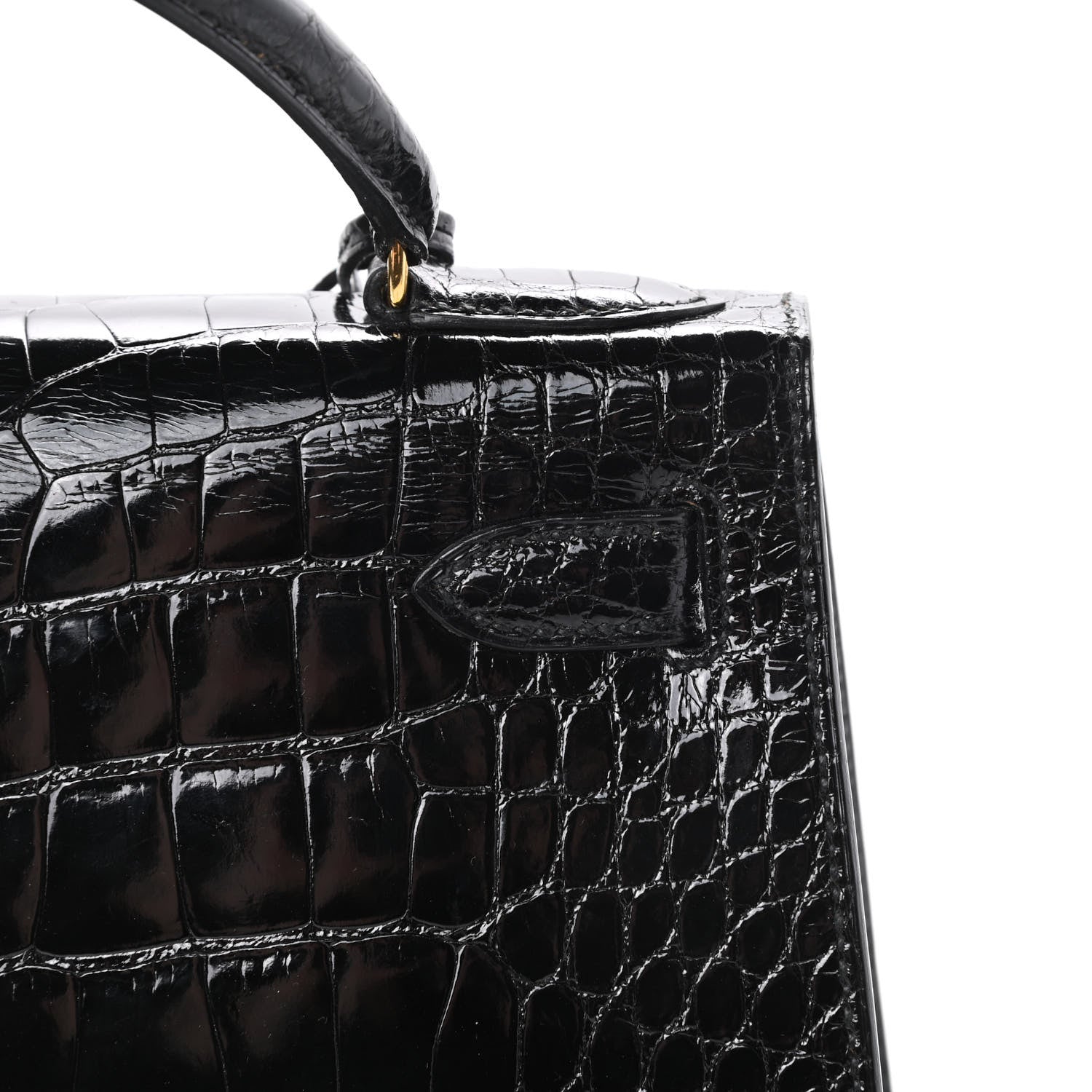 Hermes Shiny Alligator Kelly Sellier 28 Black 11 of 39