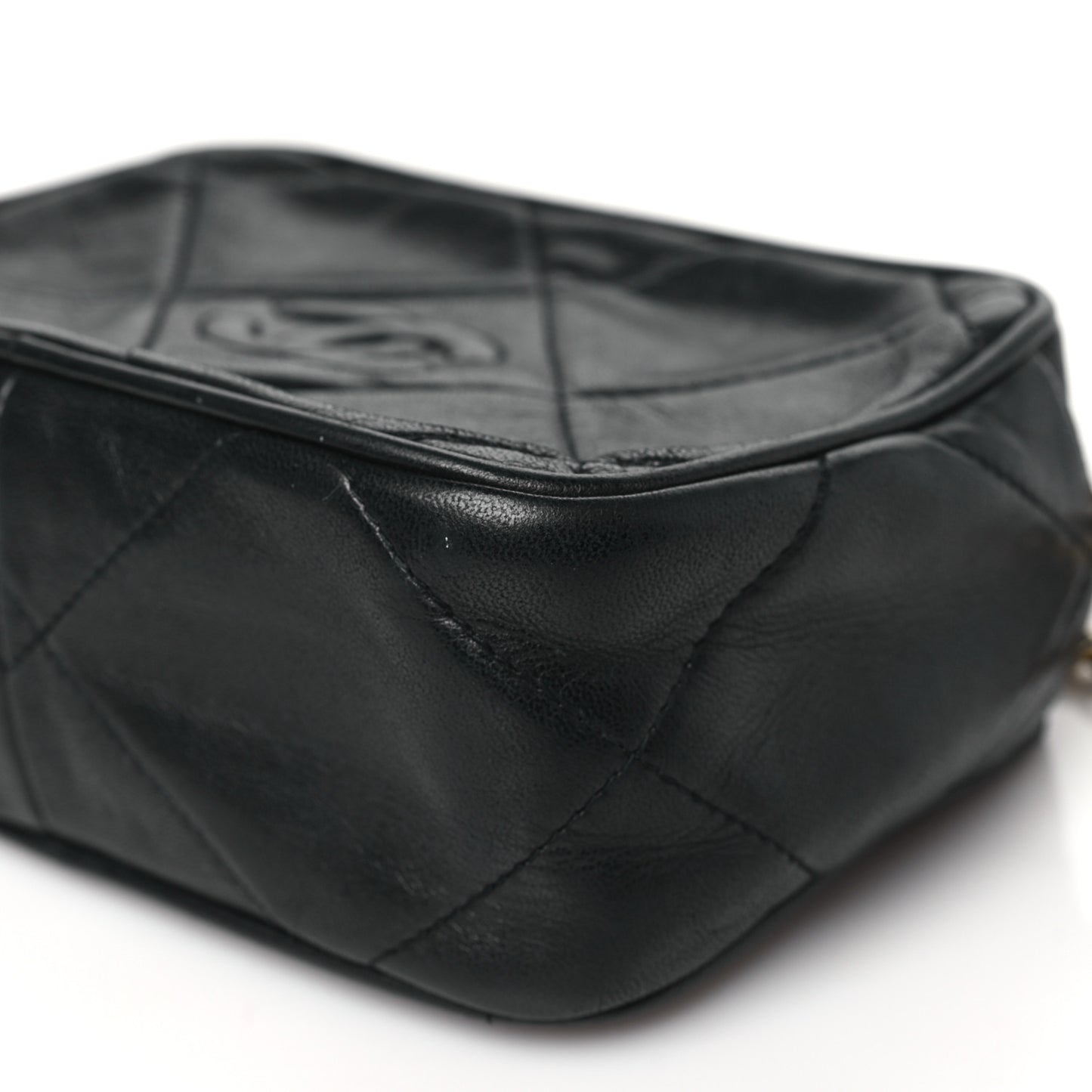 Lambskin Quilted CC Tassel Camera Case Black