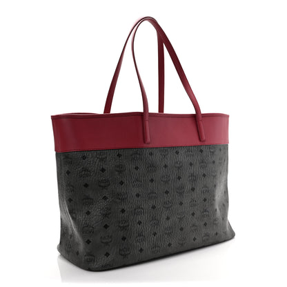 MCM Visetos Large Anya Shopper Tote Phantom Grey Red 3 of 8