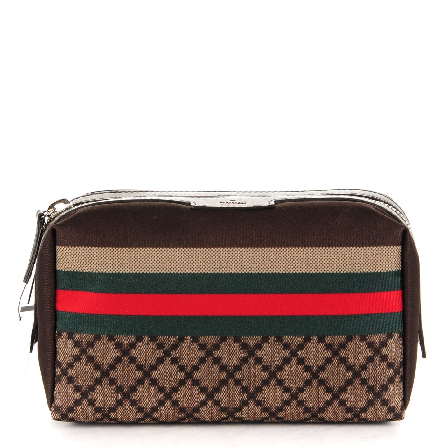 Nylon Diamante Small Cosmetic Case Brown