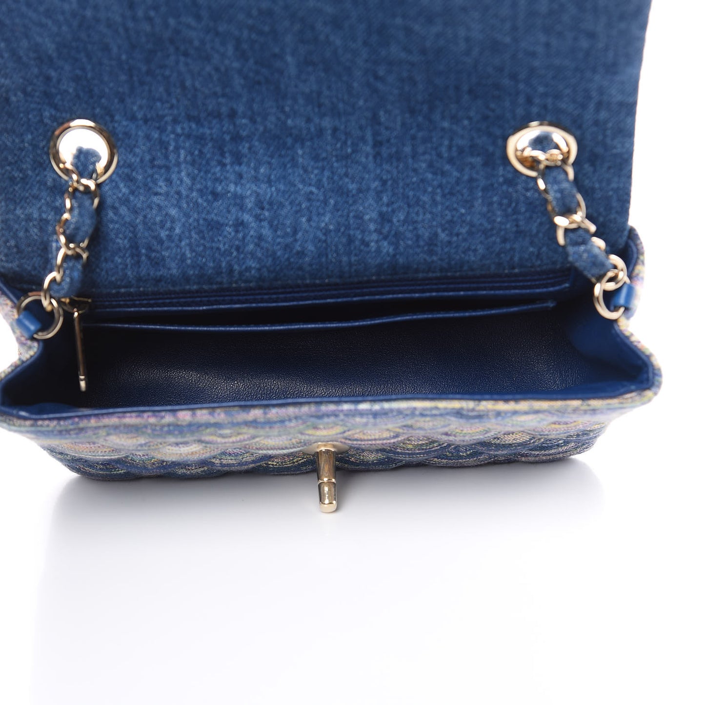 Denim Mini Rectangular Flap Bag Navy Yellow Purple Green